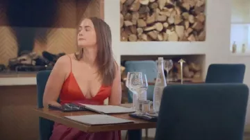 Showpo Red/Pink Color Block Satin Slip Dress worn by Whitney Leavitt as seen in The Secret Lives of Mormon Wives (S03E08)
