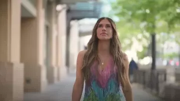 Mew Mews Rainbow Crystal Fringe Mini Dress worn by Jessi Ngatikaura as seen in The Secret Lives of Mormon Wives (S03E08)