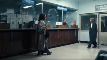 Sacai Windowpane Mixed Media Coat worn by Emerald Greene (Niecy Nash) as seen in All's Fair (S01E05)