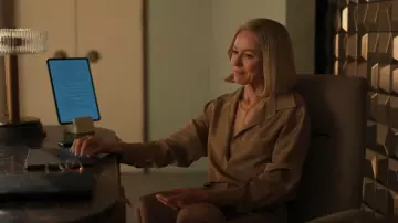 Max Mara Zenzero Silk Satin Blouse worn by Liberty Ronson (Naomi Watts) as seen in All's Fair (S01E05)