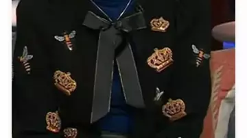 Black Bee & Crown Cardigan worn by (Rhonda Halbert) as seen in The Kelly Clarkson Show (S06)