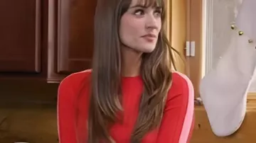 Alexandra Harris Spirit Christmas Station Red Knit Sweater worn by Isabell Wattson (Alexandra Harris) as seen in The Spirit of Christmas Station