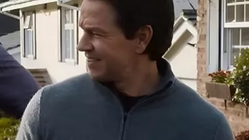 Mark Wahlberg The Family Plan 2 Grey Half‑Zip Sweater worn by Dan Morgan (Mark Wahlberg) as seen in The Family Plan 2