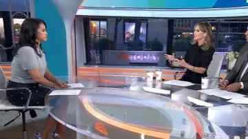 Jupe crayon en strass A.L.C. Opal portée par Laura Jarrett telle que vue dans Today le 20 novembre 2025