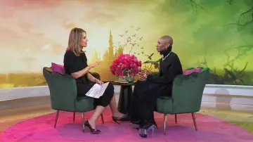 Gucci Ophelia Floral-embroidered Leather Pump worn by Savannah Guthrie as seen in Today on November 20, 2025