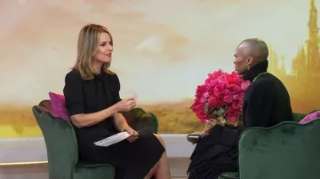 Jersey de punto de mezcla Alaia Alaia usado por Cynthia Erivo visto en Today the 20 de noviembre de 2025