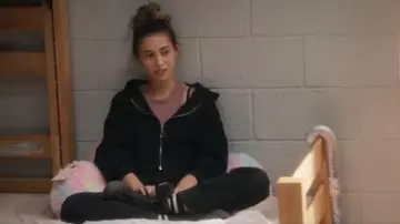 Urban Renewal Vintage Shrunken Zip Up Hoodie Sweatshirt worn by Peaches (Taylor Dunbar) as seen in Stumble (S01E03)