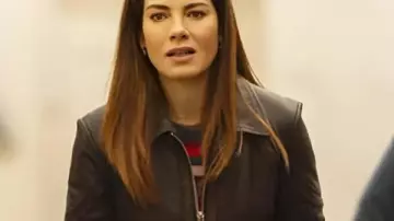 The Family Plan 2 2025 Michelle Monaghan Leather Jacket worn by Jessica Morgan (Michelle Monaghan) in The Family Plan 2