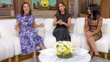 Al oeste de. Vestido mini de cuadros Quinn llevado por Tara Narula visto en Good Morning America el 21 de noviembre de 2025