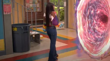 Current Mood Wild Wanderer Flare Jeans - Blue worn by Billie (Janice LeAnn Brown) as seen in Wizards Beyond Waverly Place (S02E06)