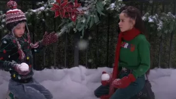 Fashion Nova Merry Merry Merry Sweater - Green/combo worn by Billie (Janice LeAnn Brown) as seen in Wizards Beyond Waverly Place (S02E07)