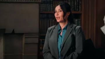 Theory Carissa Sevona Slim-fit Wool Stretch Blazer Charcoal worn by Julie (Lilah Richcreek) as seen in A Man on the Inside (S02E03)