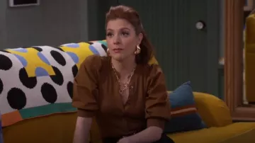 Veronica Beard Coralee Puff Sleeve Button-Front Top worn by Giada Russo (Mimi Gianopulos) as seen in Wizards Beyond Waverly Place (S02E08)