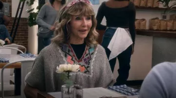 Honeywood Vintage "Birds of Paradise" 1970s Handwoven One of a Kind Mexican Poncho worn by Mona Margadoff (Mary Steenburgen) as seen in A Man on the Inside (S02E06)