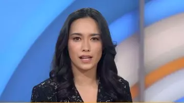 L'Agence Chamberlain Lace Blazer worn by Emilie Ikeda as seen in Today on November 24, 2025