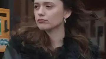 Daddy Issues S2 Aimee Lou Wood Fur Trim Leather Coat worn by Gemma (Aimee Lou Wood) in Daddy Issues (S01)