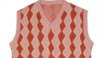 Chaleco de jersey de cuello en V que lleva (Samuel Arnold) como se ve en Emily en París (T05)