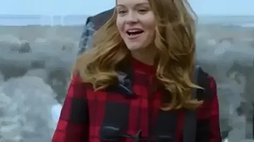 A Bills Love Story Holland Roden Plaid Coat worn by Morgan Quinn (Holland Roden) as seen in Holiday Touchdown: A Bills Love Story