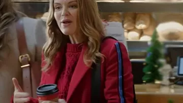 Holland Roden Holiday Touchdown A Bills Love Story Red Striped Coat worn by Morgan Quinn (Holland Roden) in Holiday Touchdown: A Bills Love Story