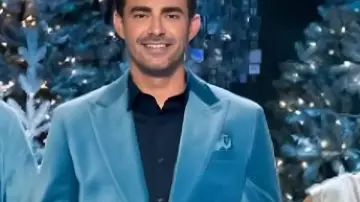 Finding Mr Christmas S2 Jonathan Bennett Blue Velvet Blazer