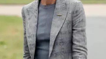 Grey Plaid Blazer worn by Kate Middleton in RAF Visit 2025