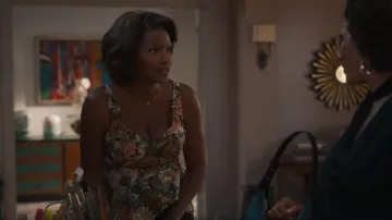 Marques Almeida Brocade Peplum Corset Top worn by Vivian Banks (Cassandra Freeman) as seen in Bel-Air (S04E01)