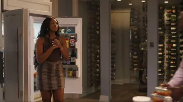 Argent Plaid Print Tailored Mini Skirt worn by Hilary Banks (Coco Jones) as seen in Bel-Air (S04E01)