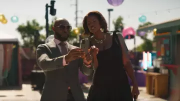 Sandro Maxi Dual Material Dress worn by Vivian Banks (Cassandra Freeman) as seen in Bel-Air (S04E02)