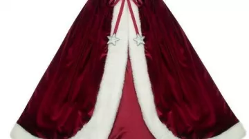 Red Santa Christmas Cape worn by Santa Claus Girls in Red Velvet Hooded Cape Cloak Santa Cosplay Christmas Costumes