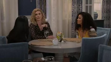 Paige Monika Floral Silk Blouse worn by Jan Morgan (Jerri Tubbs) as seen in Beyond the Gates (S01E170)