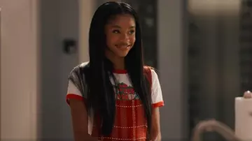 Sur La Table Plaid Smock Apron worn by Ashley Banks (Akira Akbar) as seen in Bel-Air (S04E03)