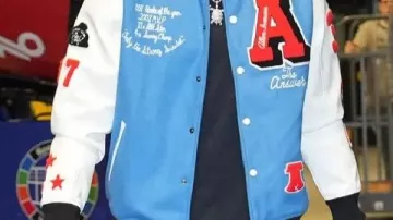 Stephen Curry Allen Iverson Jacket worn by Stephen Curry in Allen Iverson appreciation Steph curry showing Him love in Philly.