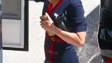 Blue Dress worn by Liza Drake (Emily Blunt) in Pain Hustlers