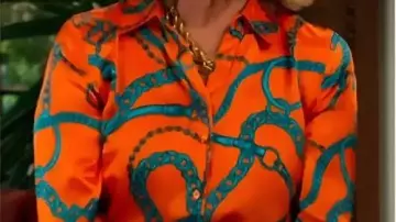 Orange Chain Print Blouse worn by Nikki Reed Newman (Melody Thomas Scott) in TV Series The Young And The Restless 2025