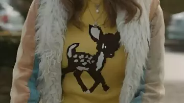 Colourblock Stripe Fur Jacket worn by Gemma (Aimee Lou Wood) in Daddy Issues