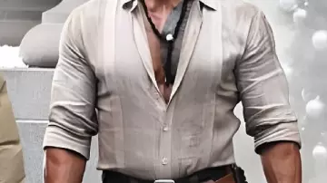 Camisa de Dwayne Johnson de Jumanji 4 que lleva el Dr. Smoulder Bravestone (Dwayne Johnson) en Jumanji 3