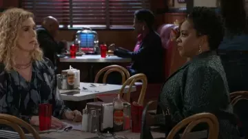 Chicos Travelers™ Rose Jacquard Topper worn by Mona Wilson (Karan Kendrick) as seen in Beyond the Gates (S01E173)