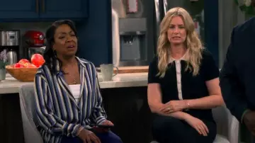 Zara Satin Effect Striped Shirt worn by Tina Butler (Tichina Arnold) as seen in The Neighborhood (S08E06)