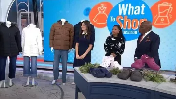 Mini vestido de manga abullonada con cuello de DKNY llevado por Adrianna Barrionuevo Brach visto en Today, el 25 de noviembre de 2025