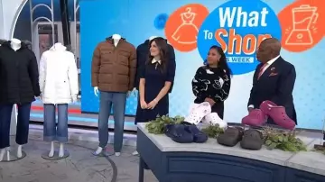 Mini vestido de manga abullonada con cuello de DKNY llevado por Adrianna Barrionuevo Brach visto en Today, el 25 de noviembre de 2025