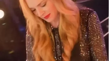 Freakier Friday 2025 Lindsay Lohan Black Bling Dress worn by Anna Coleman (Lindsay Lohan) in Freakier Friday