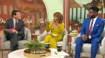 Galvan Atalanta Dress worn by Gayle King as seen in CBS Mornings on November 24, 2025