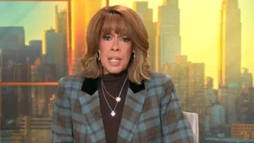 Tuckernuck Isle of Skye Plaid Diana Blazer worn by Gayle King as seen in CBS Mornings on November 25, 2025