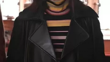 Black Leather Trench Coat worn by Mabel Mora (Selena Gomez) in TV Series Only Murders In The Building (S05)