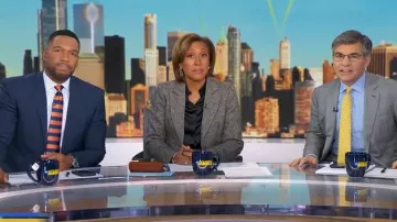 Victoria Beckham Donegal Tweed Blazer worn by Robin Roberts as seen in Good Morning America on November 25, 2025