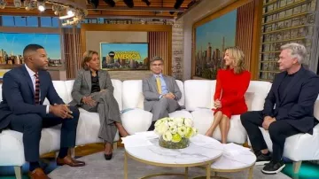 Victoria Beckham Tweed Wool Wide-Leg Pants worn by Robin Roberts as seen in Good Morning America on November 25, 2025