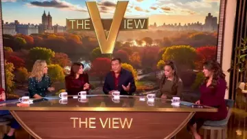 Vestido cruzado Simkhai Skyla Cashmer-Blend llevado por Alyssa Farah Griffin, visto en The View el 25 de noviembre de 2025