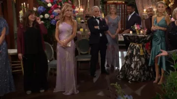 Hemant & Nandita Jiah Paisley One-Shoulder Gown worn by Lauren Fenmore (Tracey Bregman) as seen in The Young and the Restless on November 20, 2025