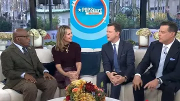 L'Agence Arlette Vegan Leather Midi Skirt worn by Savannah Guthrie as seen in Today on November 26, 2025