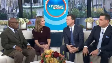 L'Agence Arlette Vegan Leather Midi Skirt worn by Savannah Guthrie as seen in Today on November 26, 2025